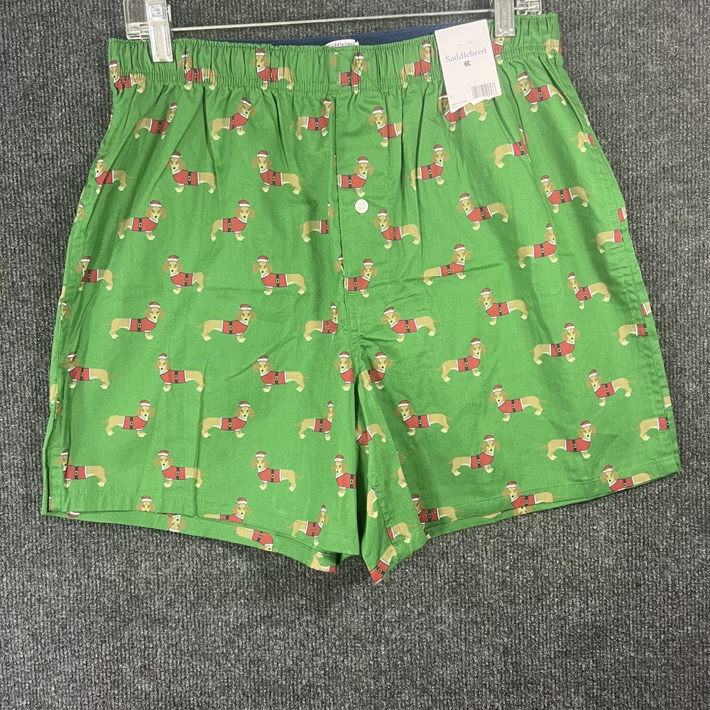 Dachshund Santa Dogs Cute Fun New Saddlebred Men's L Boxer Shorts NWT